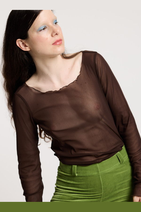 Simone Wild Soft Mesh Toyster Top - Chocolate