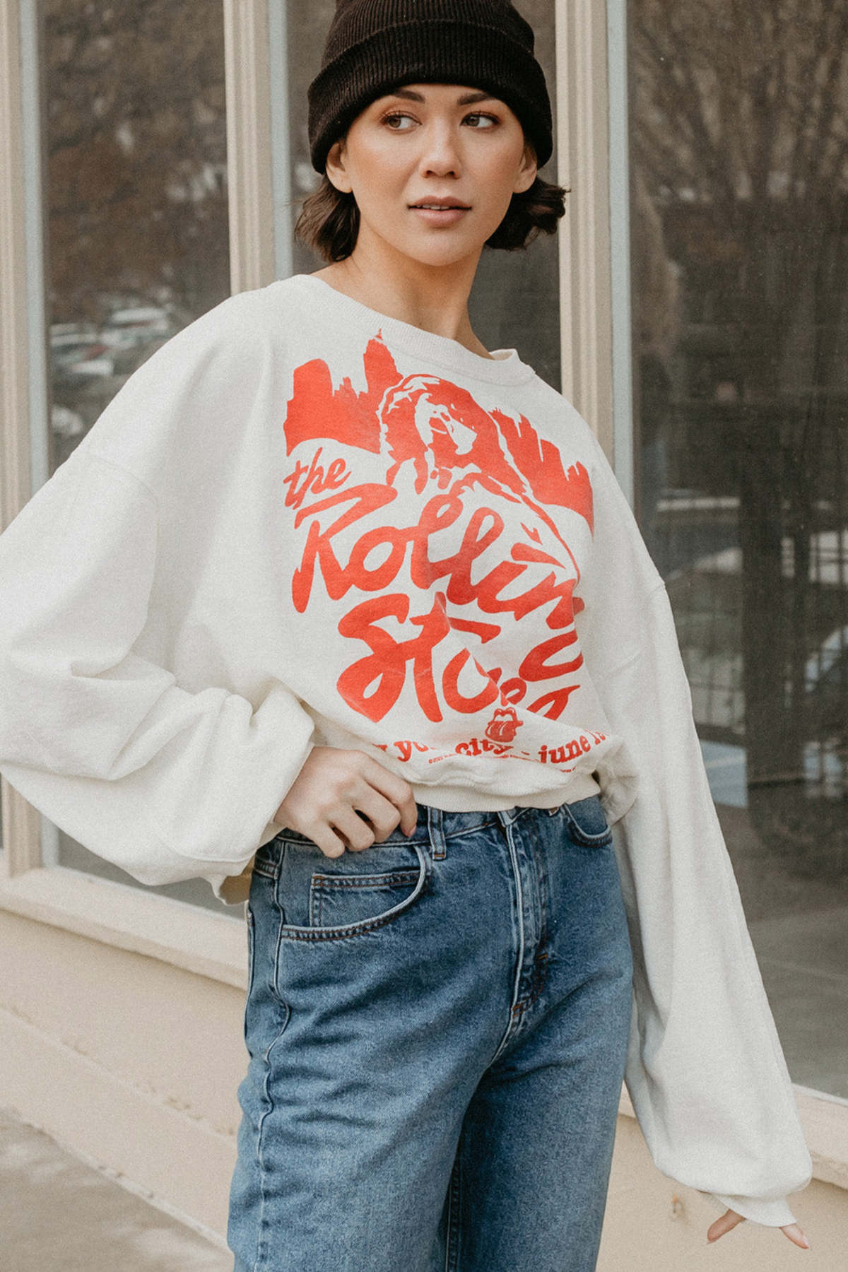 People of Leisure The Rolling Stones New York City Sweatshirt - Ivory - Image 1 of 9