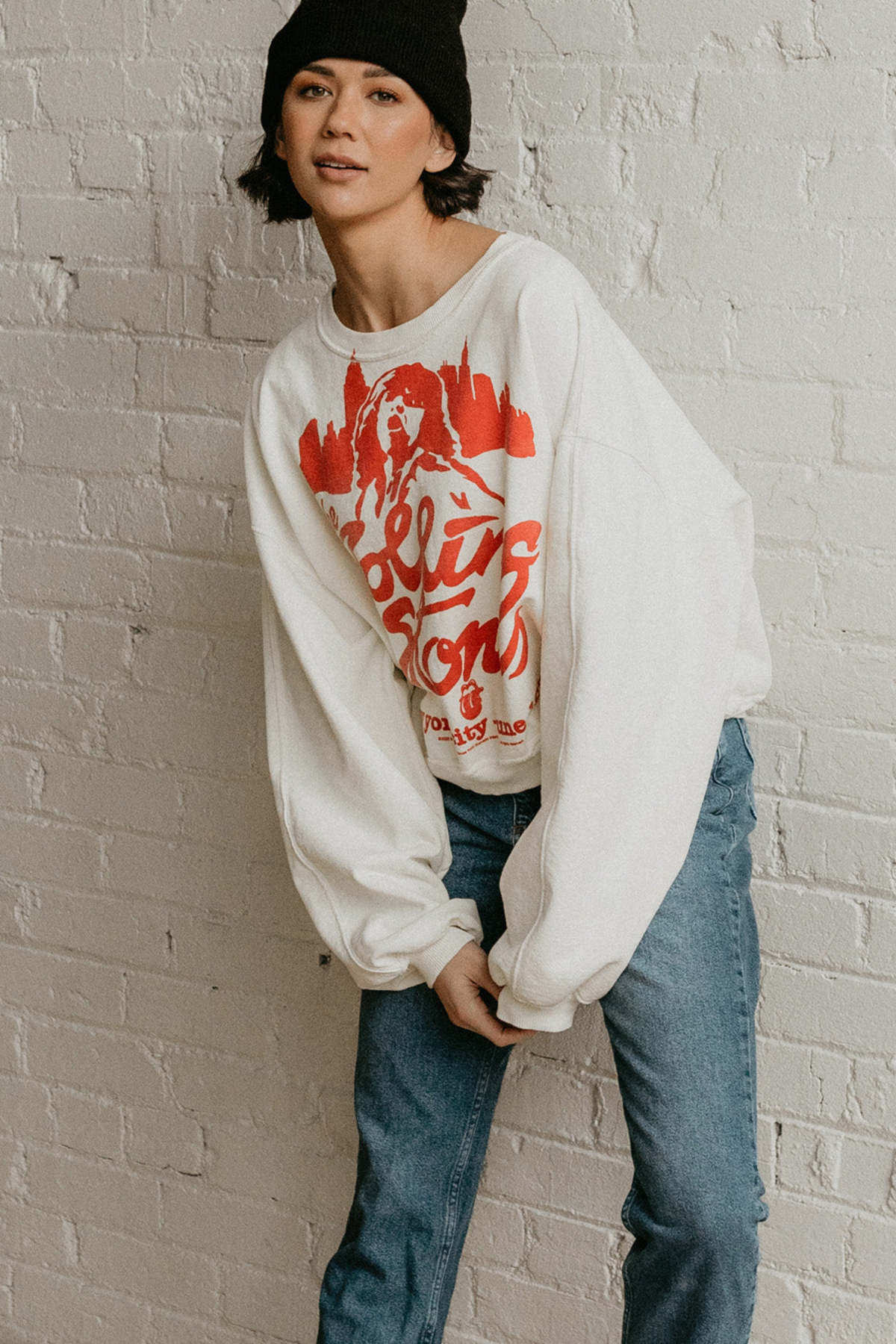 People of Leisure The Rolling Stones New York City Sweatshirt - Ivory - Image 3 of 9