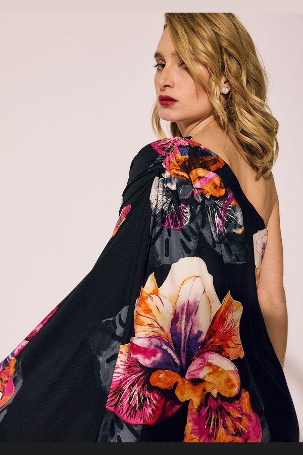 Lindsay Nicholas New York One Shoulder Dress in Showgirl Floral