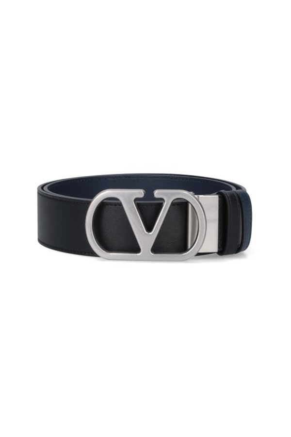 Valentino Garavani Leather Belt - Black Marine