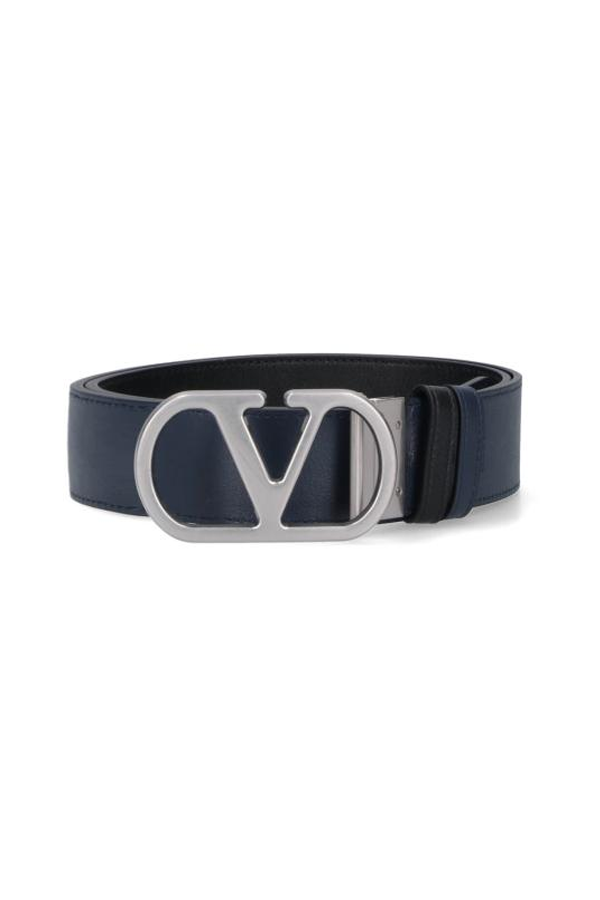 Valentino Garavani Leather Belt - Black Marine