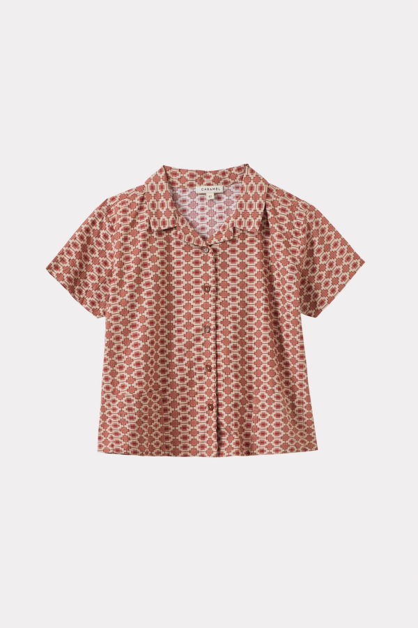 KIDS Caramel Bamboo Children's Cotton Shirt - Kaleidoscope Print Shirt