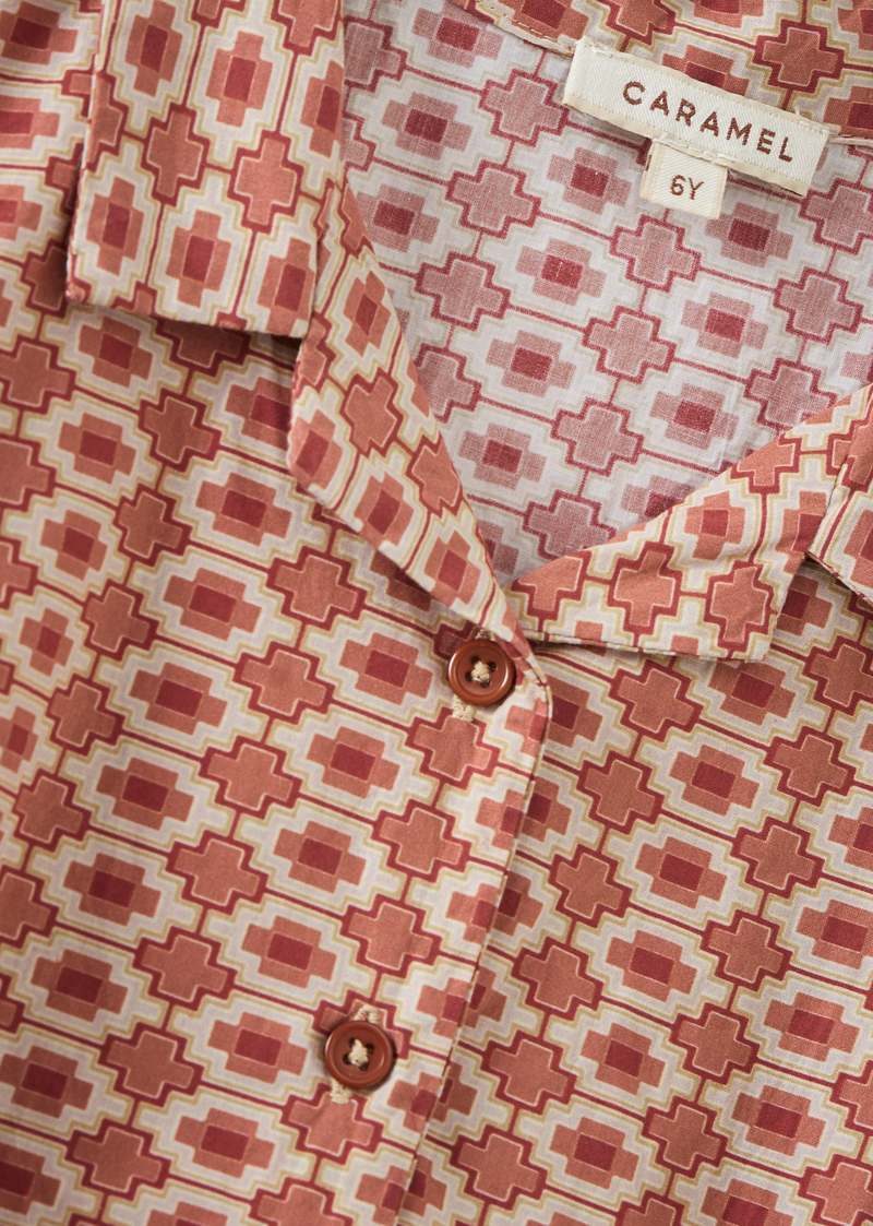 KIDS Caramel Bamboo Children's Cotton Shirt - Kaleidoscope Print Shirt