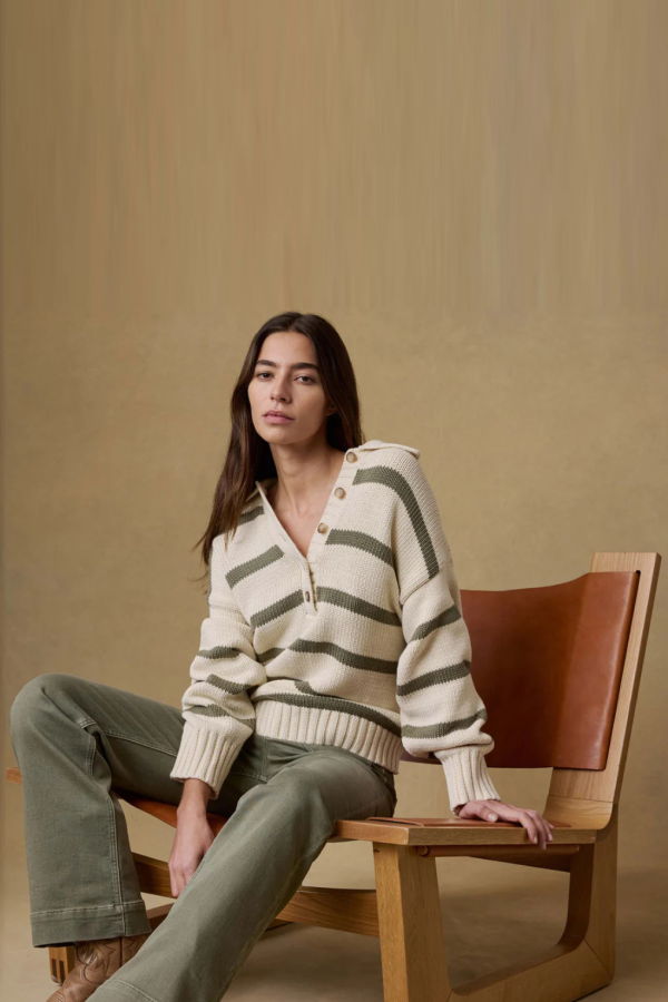 Faherty Sunwashed Polo Sweater - Antique Stripe