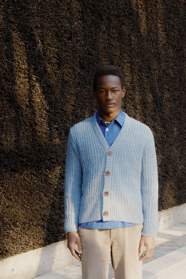 Delikatessen Cardigan in the Finest Blue Lambs Wool - Unique Piece