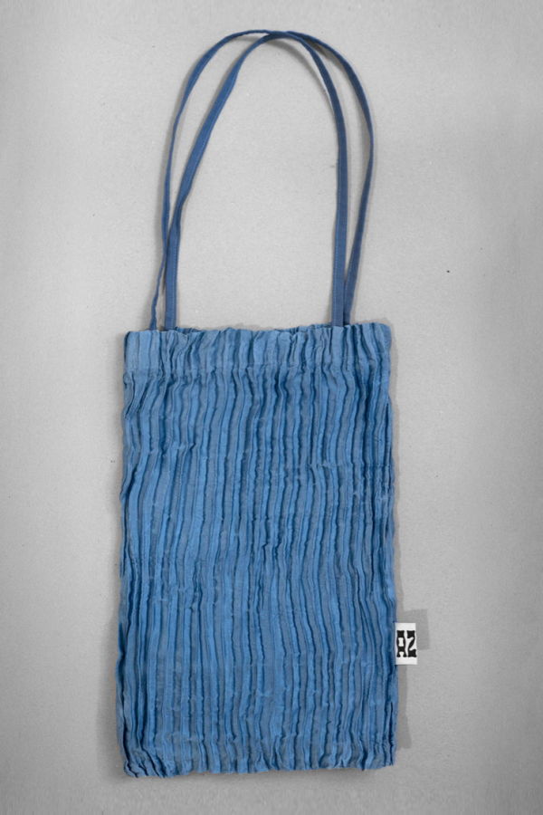 AZUR Hand Pleated Silk Handbag - Light Indigo