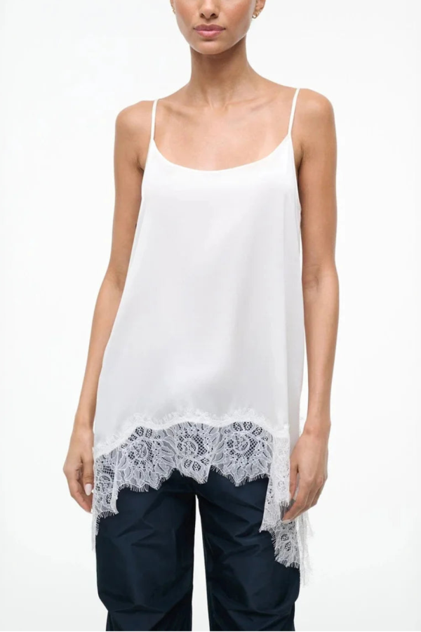 Staud Chloe Silk Cami Top - White