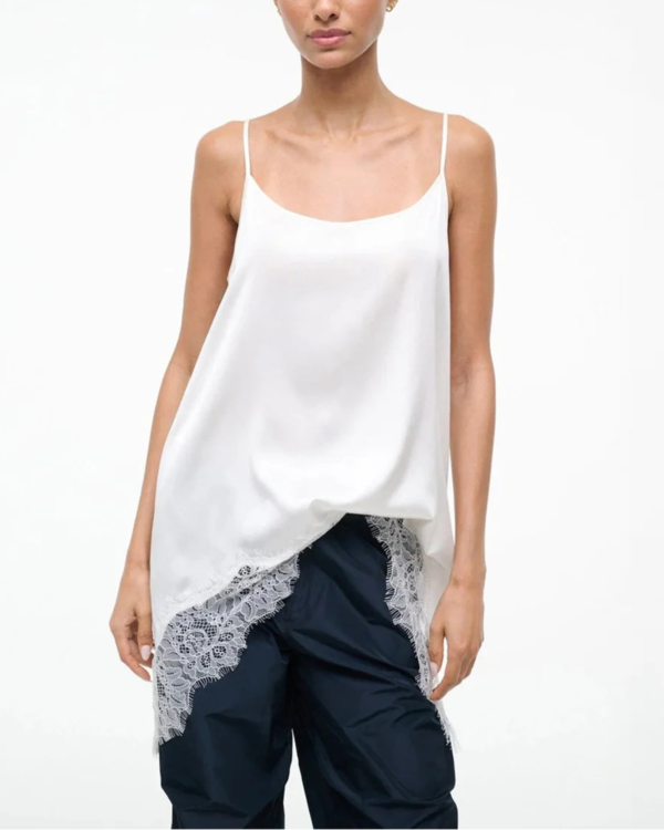 Staud Chloe Silk Cami Top - White