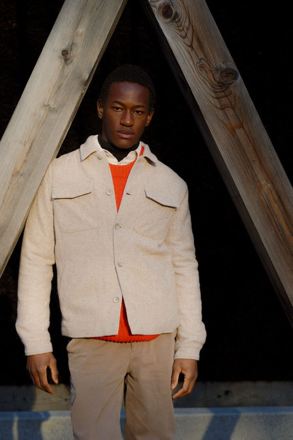 Delikatessen Winter Jacket in Thick Recycled Italian Wool and Polyamide Photoshoot Sample Jacket