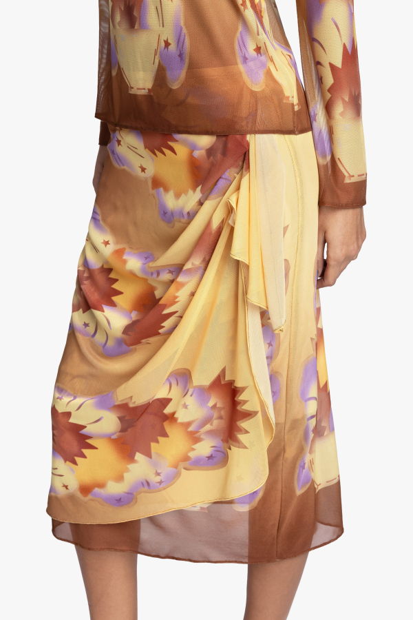 Anna Sui Sunburst Mesh Sarong Skirt - Sunset Multi
