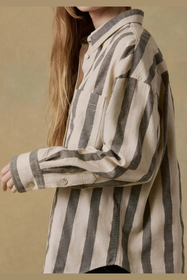 Faherty Cotton Linen Relaxed Shirt - Pine Stripe