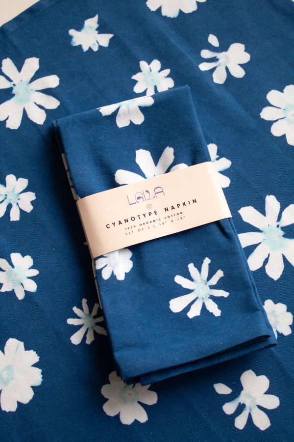 Laila Textiles Cyanotype Flower Napkin Set