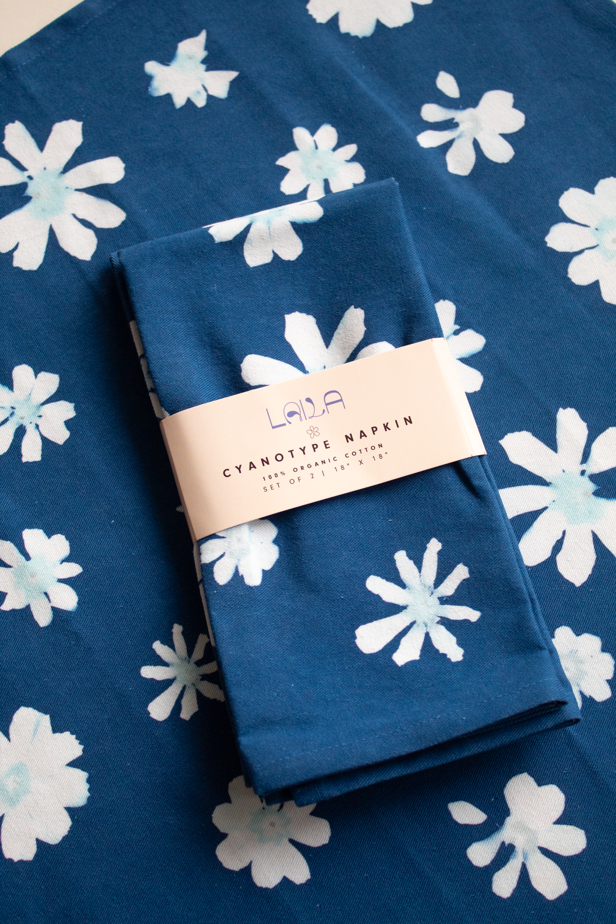 Laila Textiles Cyanotype Flower Napkin Set - Image 1 of 3
