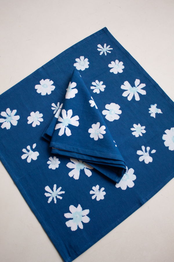 Laila Textiles Cyanotype Flower Napkin Set