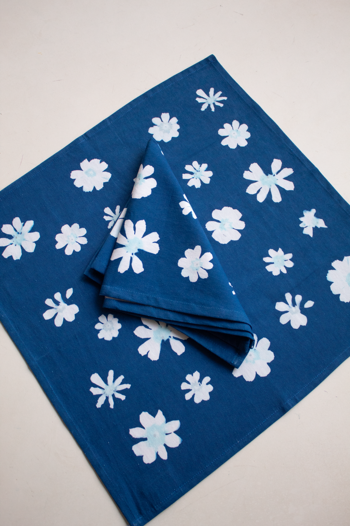 Laila Textiles Cyanotype Flower Napkin Set - Image 2 of 3