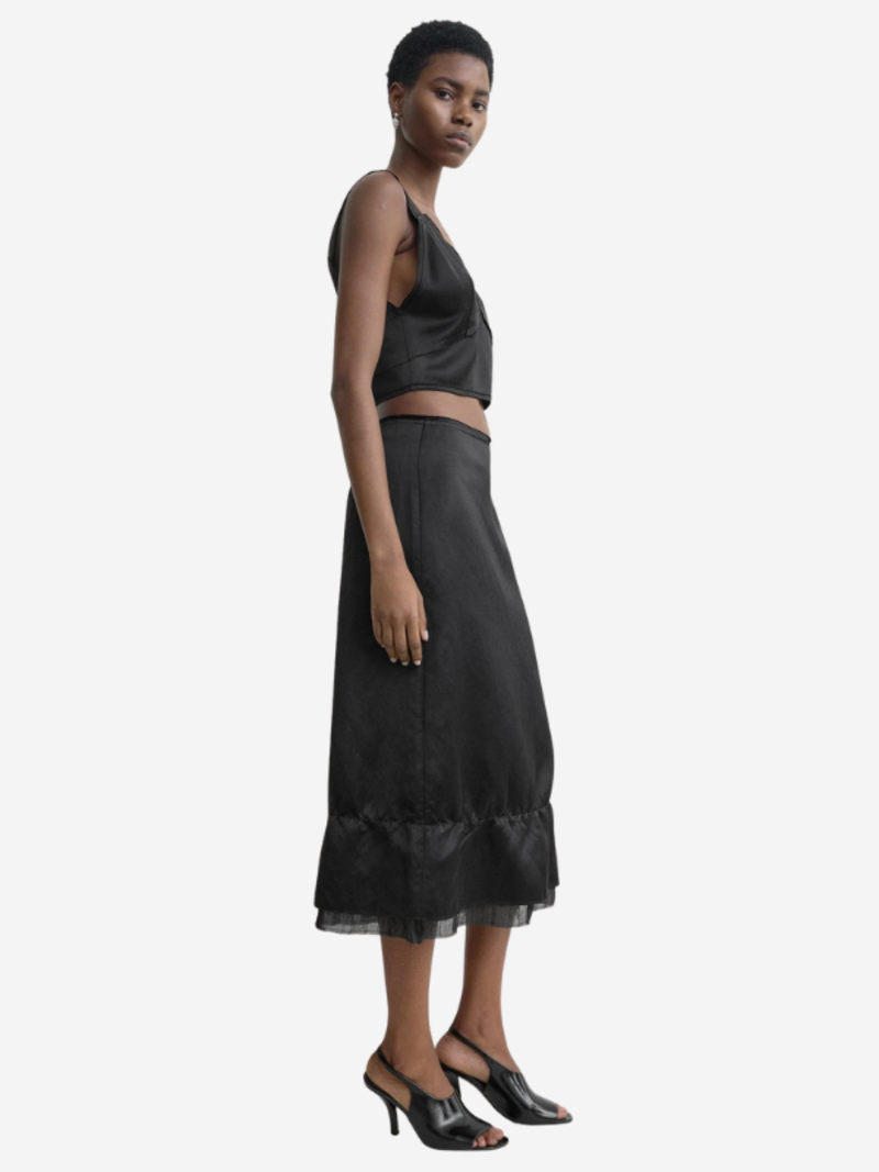 Totme Cropped Satin Camisole - Black