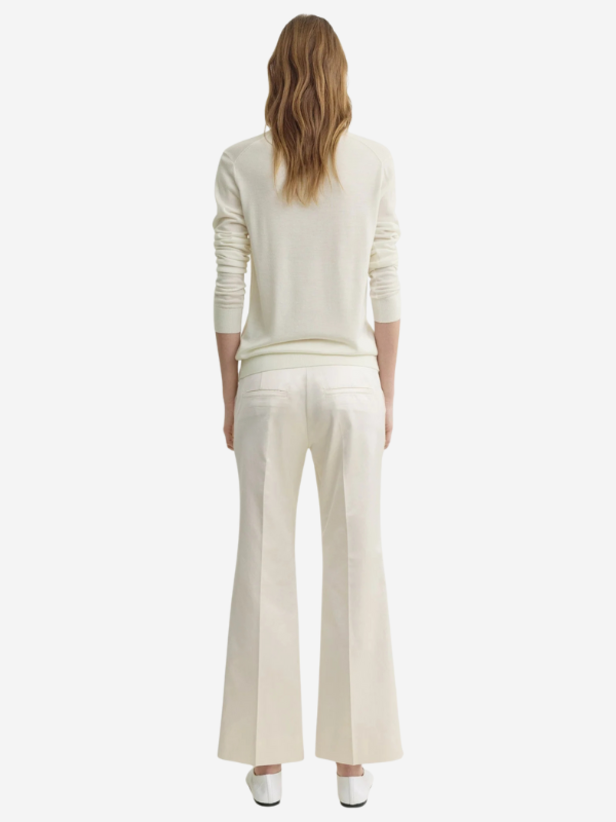 Totême Kick Flare Raw Edge Trousers - Stone - Image 4 of 5