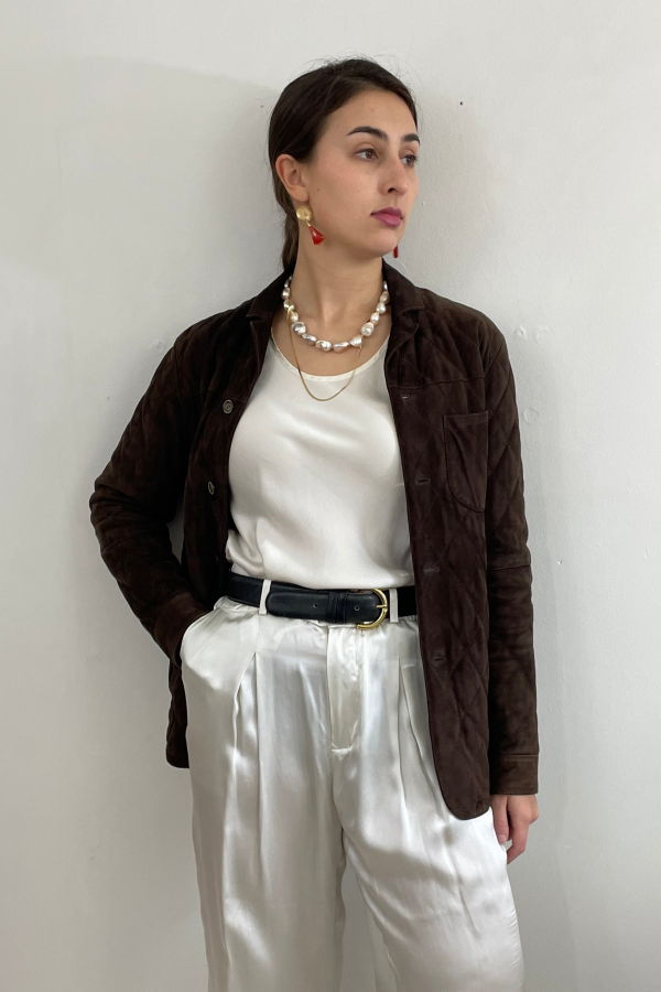 Paul Stuart Vintage Quilted Suede Jacket