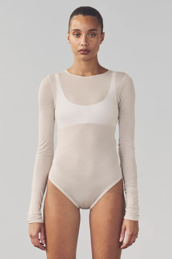 Artemis Diciero Dasha Bodysuit Slightly Sheer - White