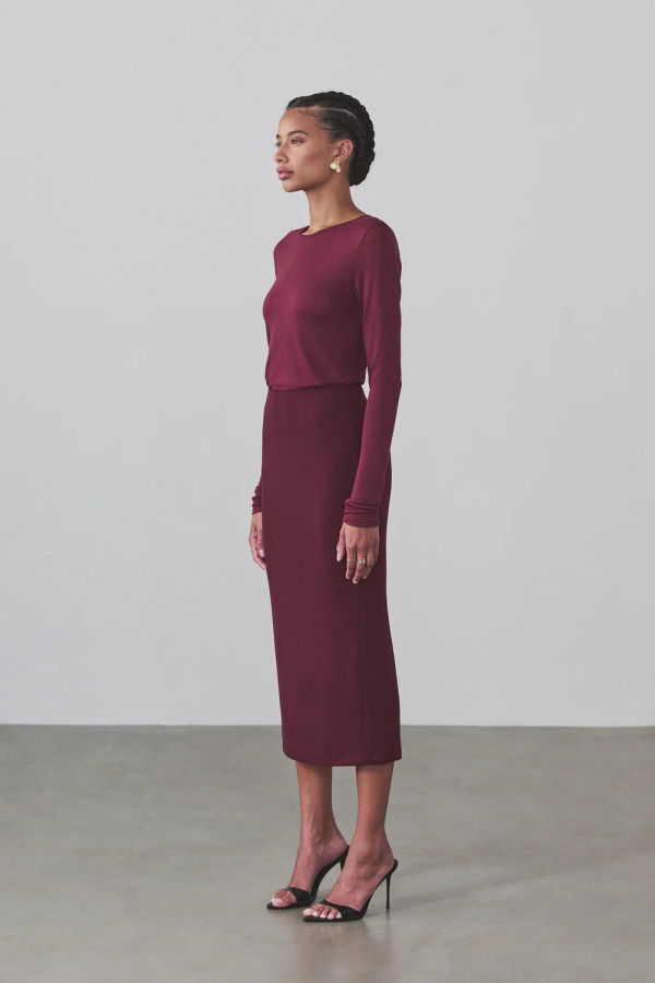 Artemis Diciero Dasha LS Slightly Sheer Top - Burgundy