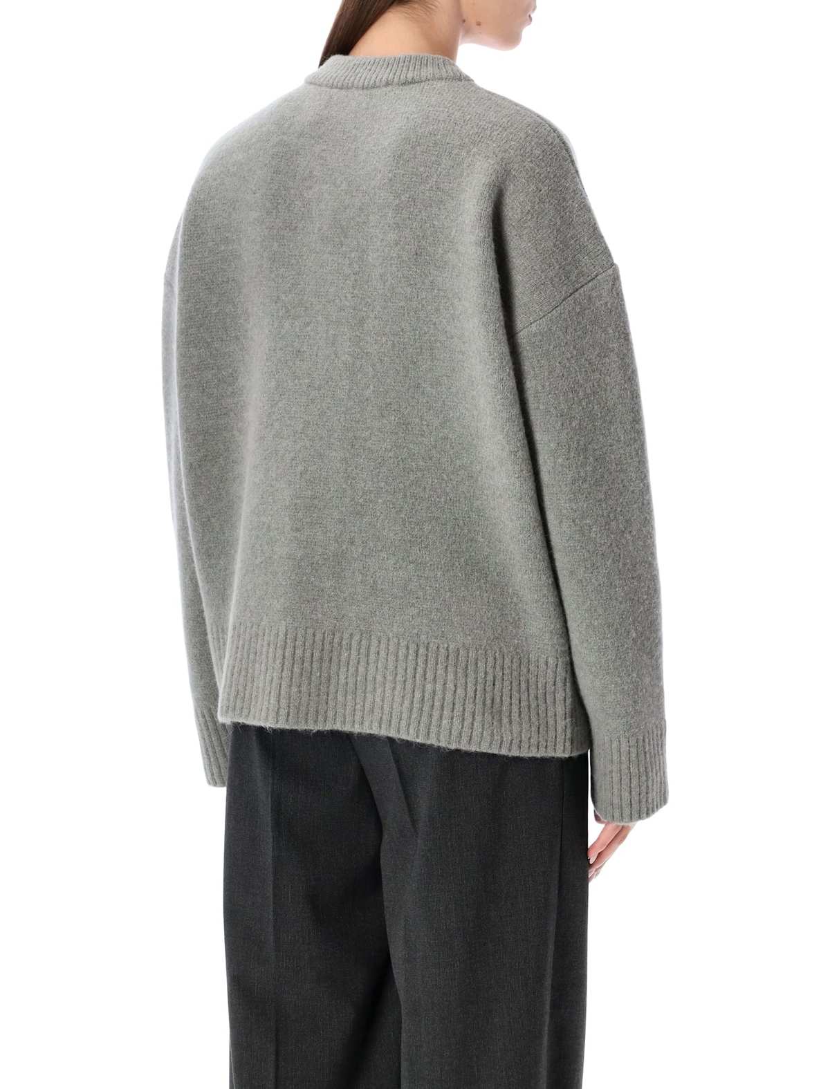 Ami Alexandre Mattiussi Ami Paris Alpaca Cardigan with Ami de Coeur Logo - Gris - Image 2 of 3