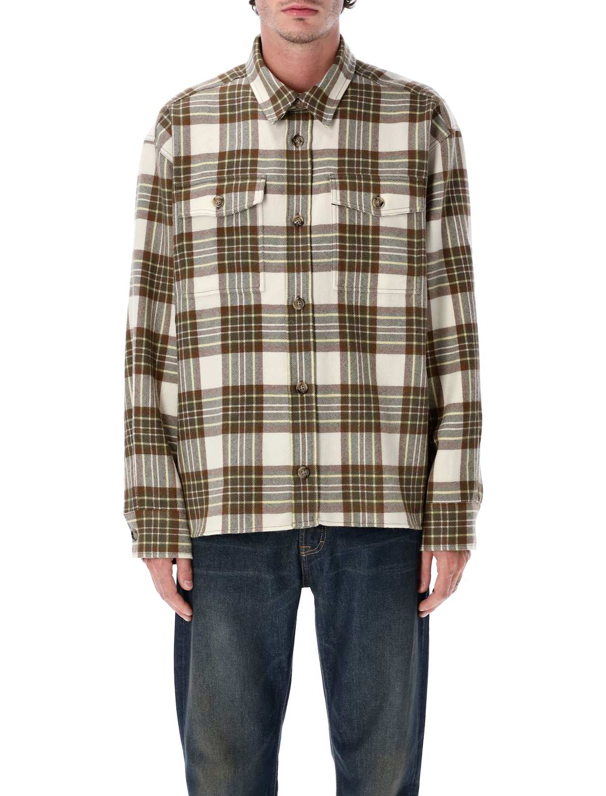 Ami Alexandre Mattiussi Ami Paris Checked Green Shirt - Check Green - Image 1 of 3