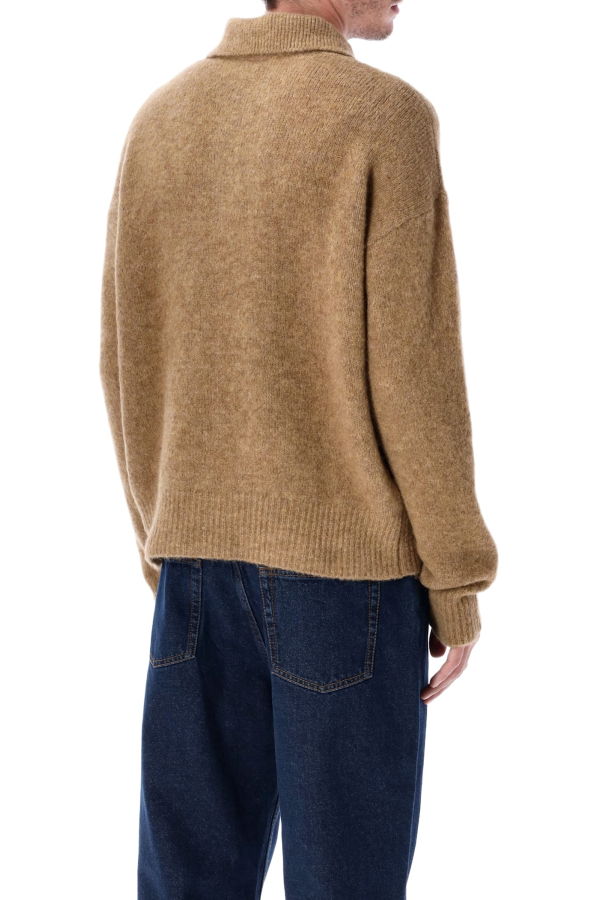 Ami Alexandre Mattiussi Wool and Alpaca Polo Sweater - Camel
