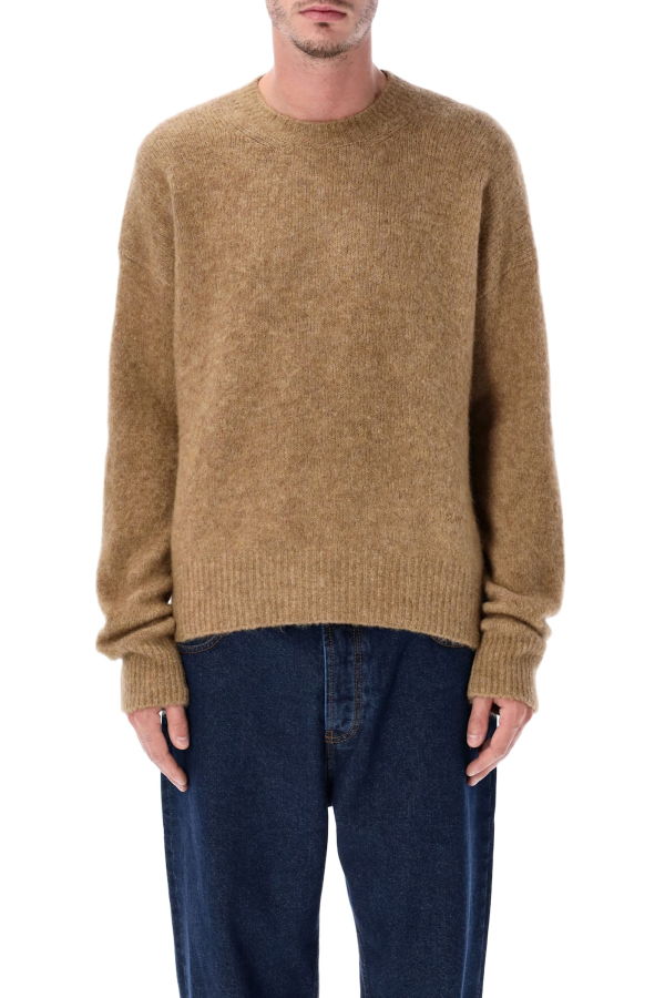 Ami Alexandre Mattiussi Ami Paris Alpaca Blend Crew Neck Sweater - Camel