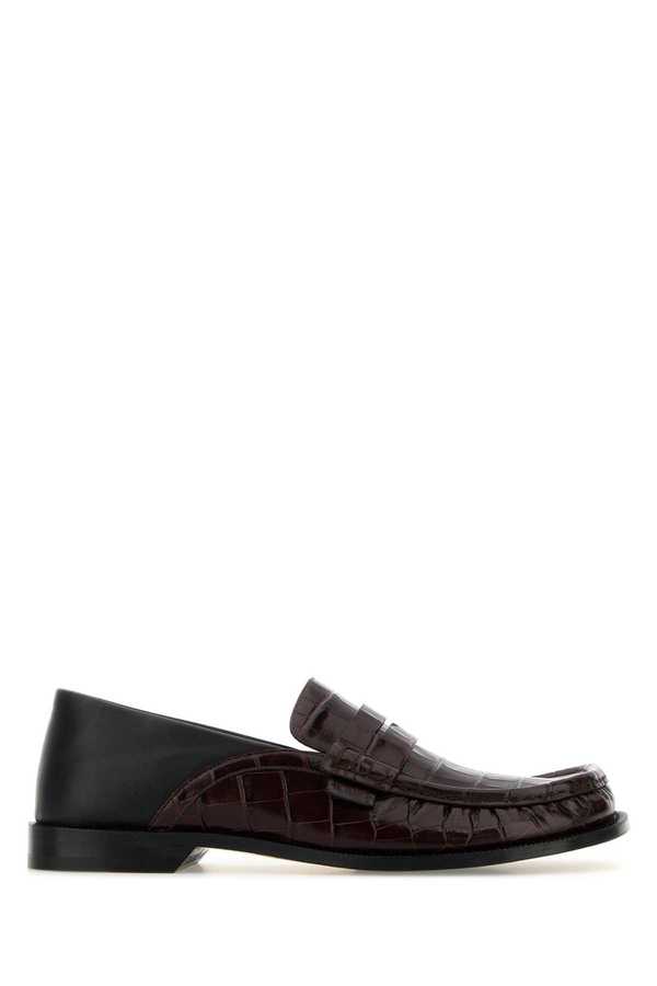 LOEWE Two-tone Leather Campo Loafers - Dark Brown/Black