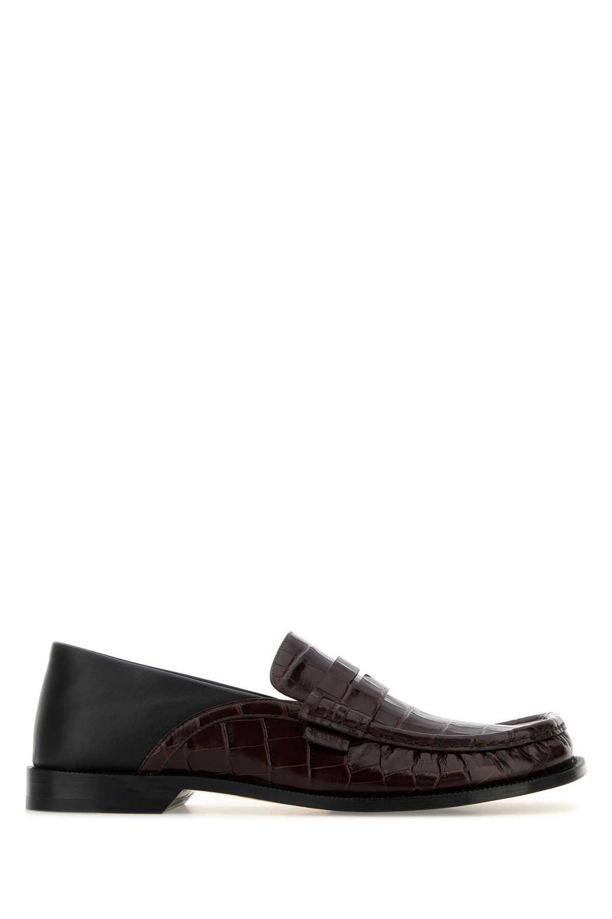 LOEWE Two-tone Leather Campo Loafers - Dark Brown/Black - Image 1 of 2