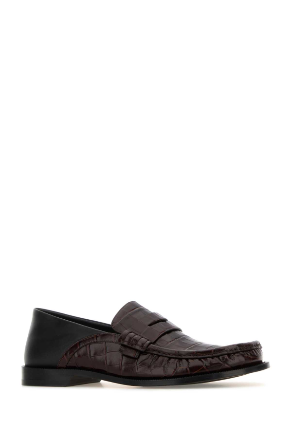 LOEWE Two-tone Leather Campo Loafers - Dark Brown/Black