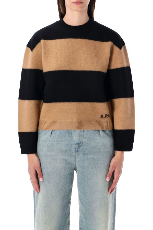 A.P.C. Penny Striped Sweater - Camel Black