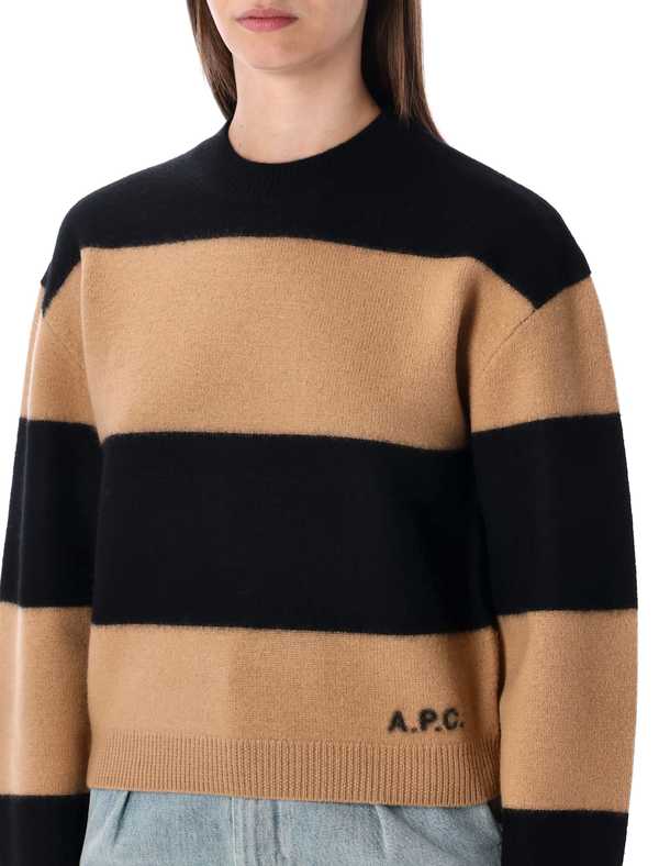 A.P.C. Penny Striped Sweater - Camel Black