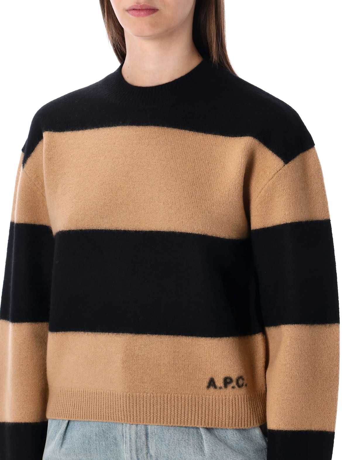 A.P.C. Penny Striped Sweater - Camel Black - Image 3 of 3