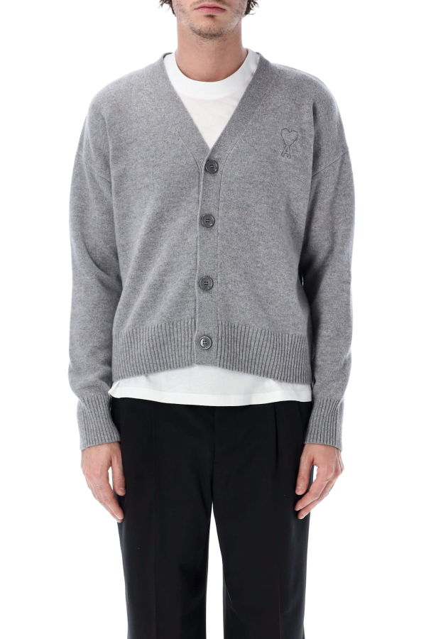 Ami Alexandre Mattiussi Ami Paris Adc Knit Cardigan - Gray