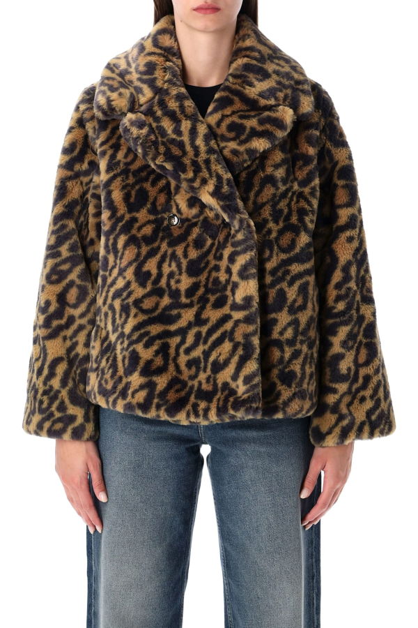 A.P.C. Johanna Leopard-Print Faux Fur Coat - Brown Leo