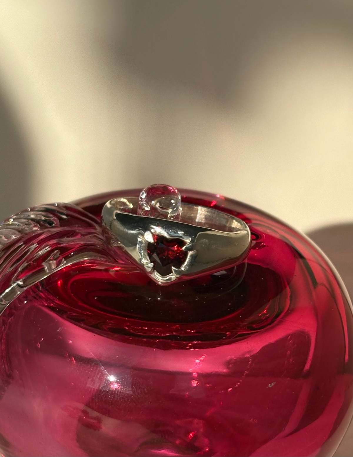 Wild Silver Garnet Heart Band Ring - Image 1 of 3