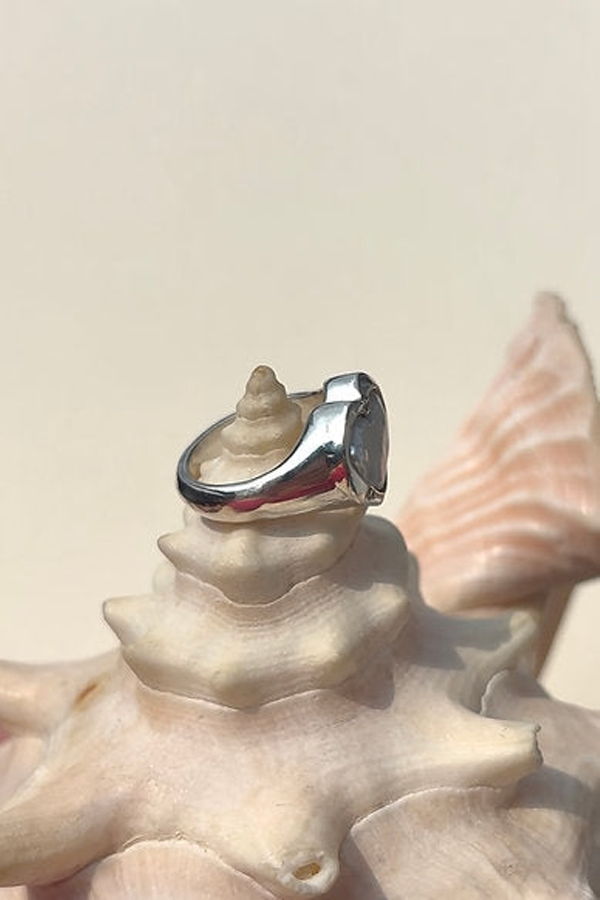 Wild Silver Pearl Heart Ring