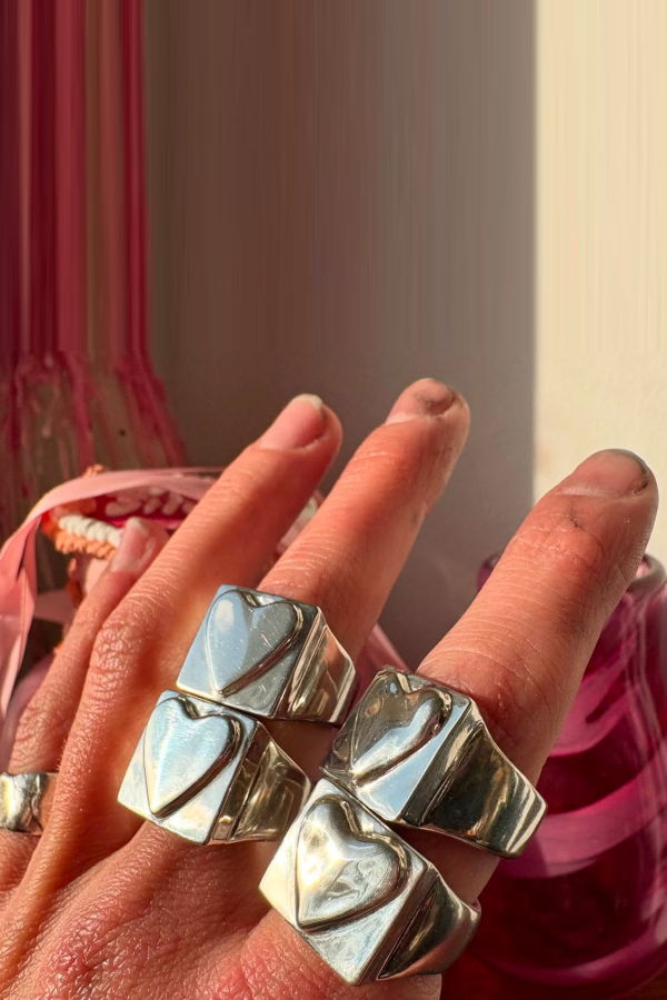 Wild Silver Pillow Heart Ring - Silver