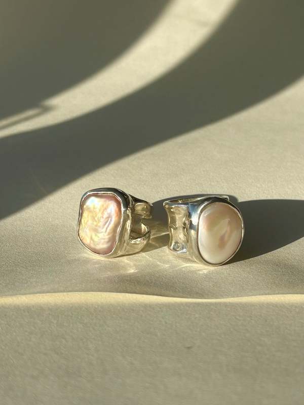 Wild Silver Keshi Pearl Ring - White