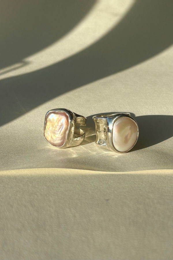 Wild Silver Keshi Pearl Ring - White