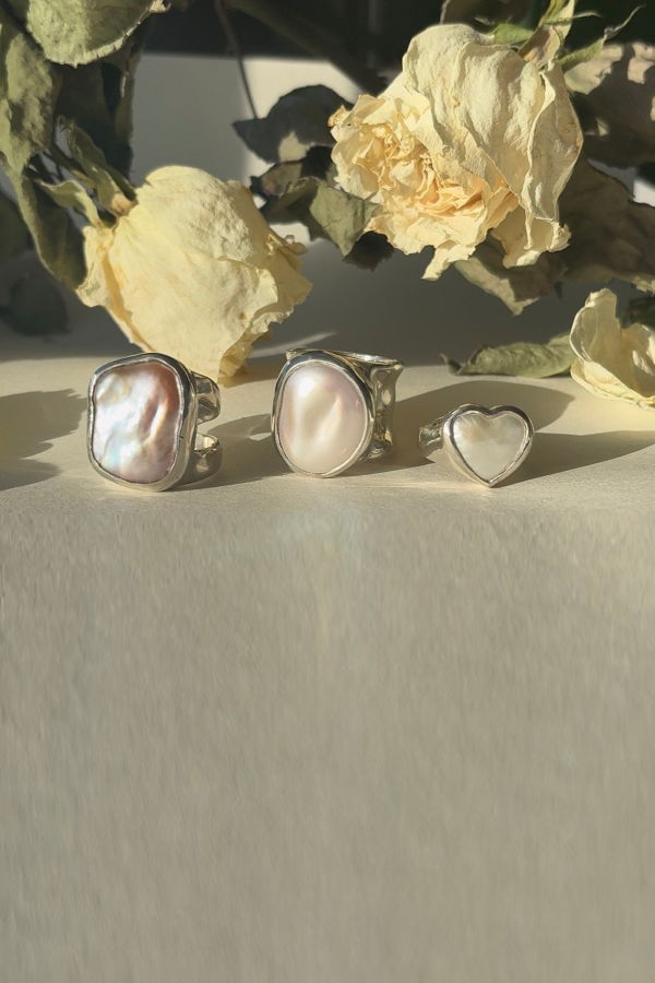 Wild Silver Keshi Pearl Ring - White