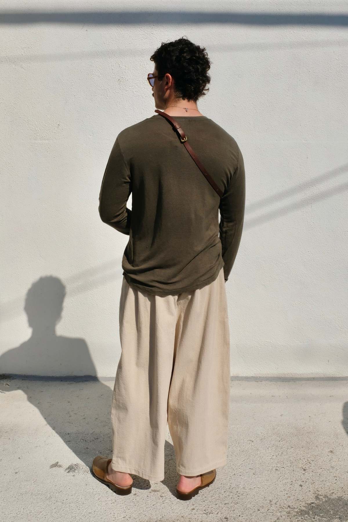 Black Crane Wide Pants / Ivory Corduroy Pants - Image 2 of 4