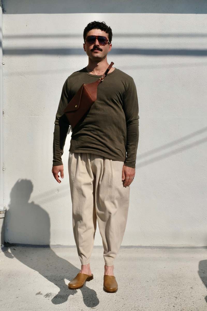 Black Crane Wide Pants / Ivory Corduroy Pants