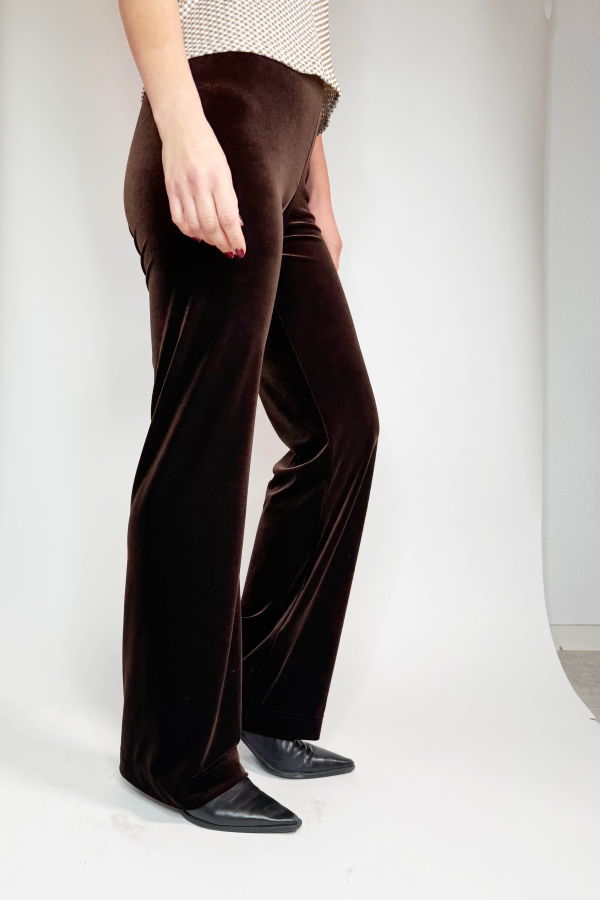 Simone Wild Velvet Wide Leg Pants - Nut