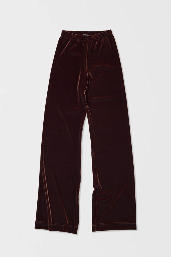 Simone Wild Velvet Wide Leg Pants - Nut