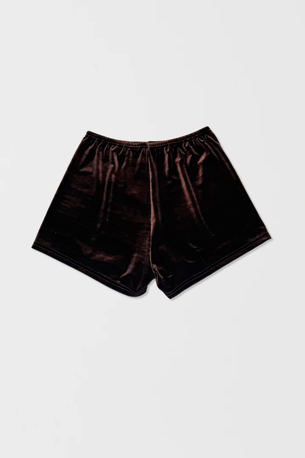 Simone Wild Velvet Top Stitched Hot Pants - Nut