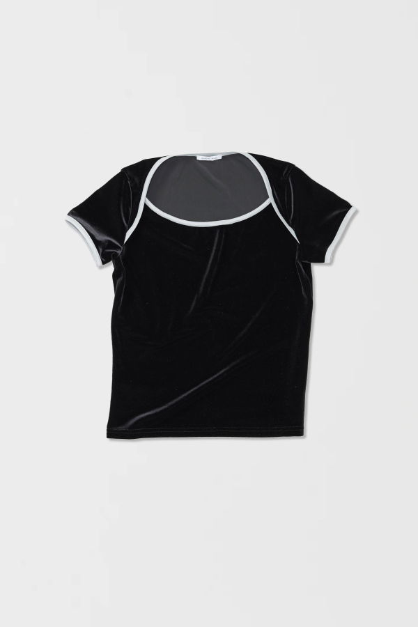 Simone Wild Velvet Tumble Tee Top - Black
