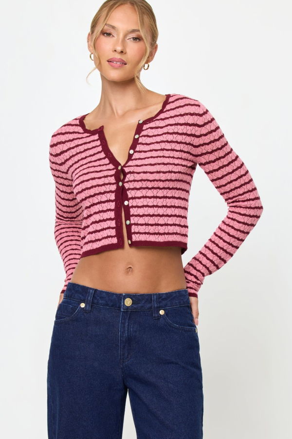 L*Space Rosalie Cardigan - Strawberry Stripe